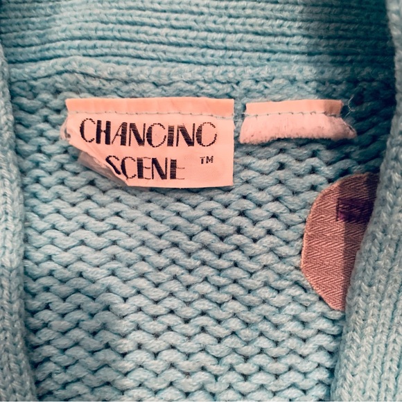 b l u e :: Vintage Granny Cable Knit Braided Cardigan Sweater - Picture 6 of 11